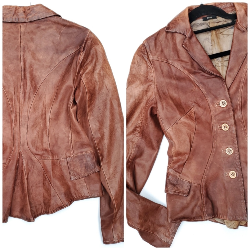 Blur Super Soft Leather Distressed Patina Jacket